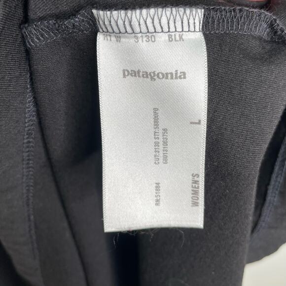 Patagonia Women's Sz L 3/4 Sleeve V-Neck Cotton Blend A-Line Black Margot Dress - Picture 7 of 8